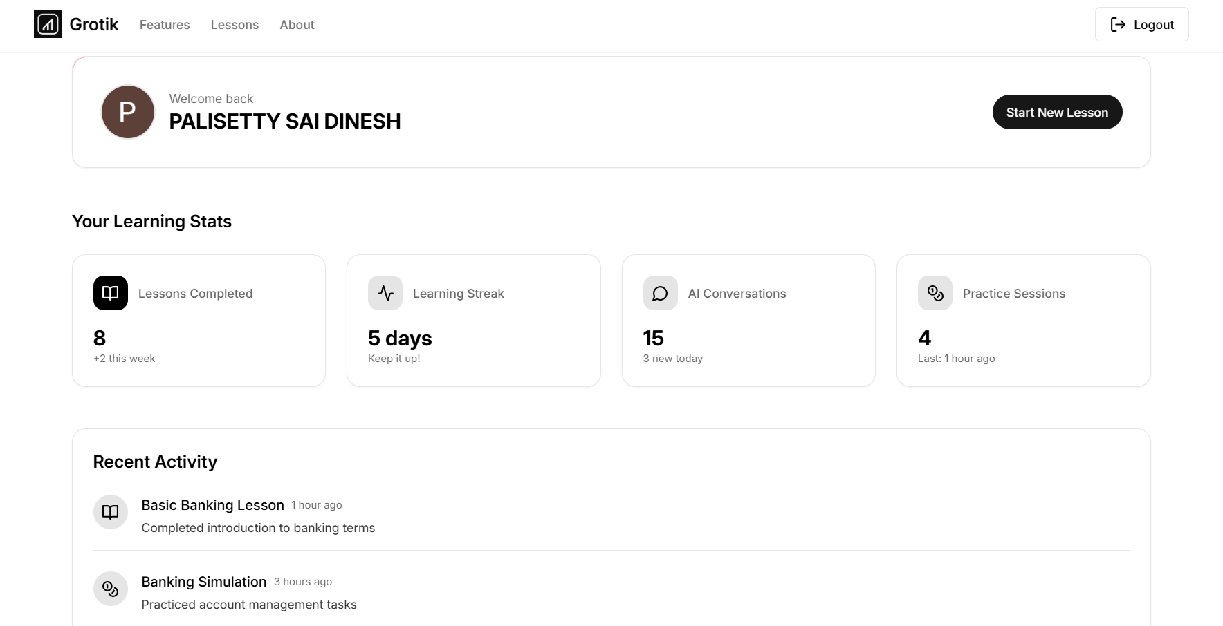 LinguaFin Platform Light Theme
